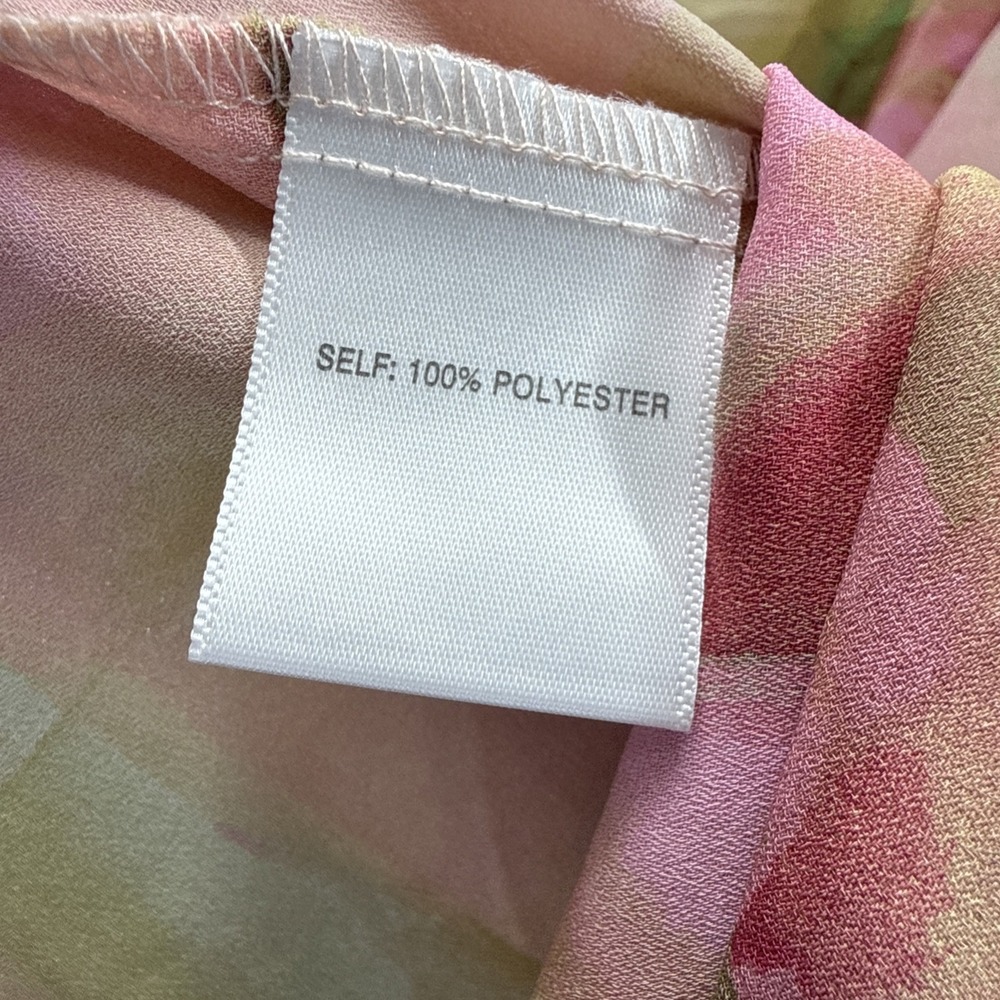 Rose & Olive Women's Top 1X Pink Green Watercolor‎ Flutter Cap Sleeves Pullover - Picture 6 of 8